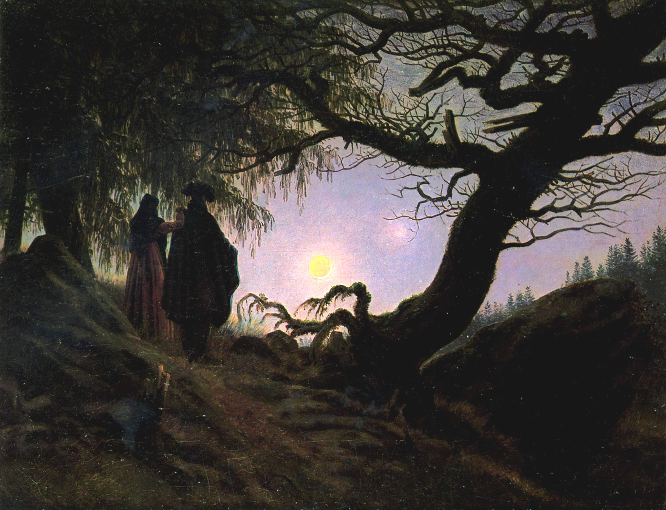 Homme et femme contemplant la lune, Caspar David Friedrich, 1824