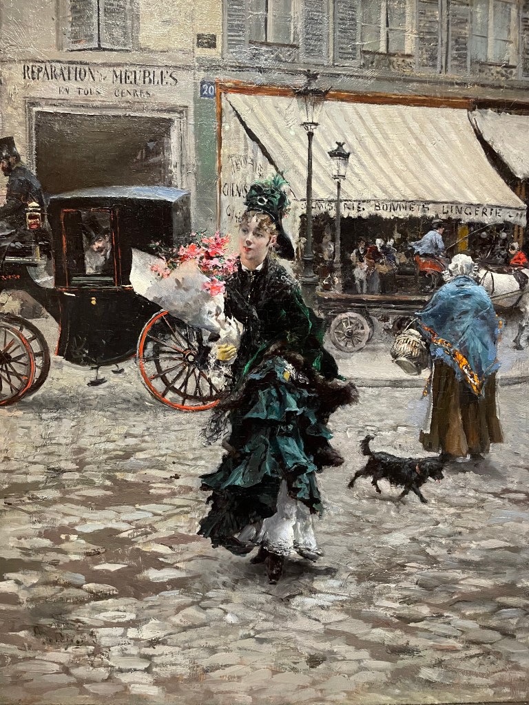 En traversant la rue, 1873-1875